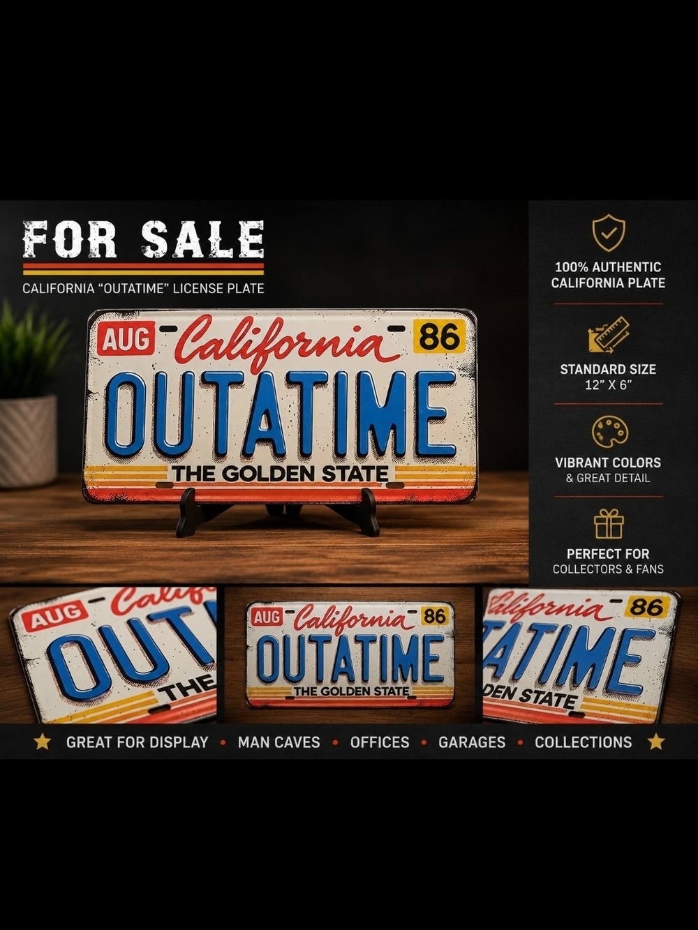 Back to the Future OUTATIME California Plate Sign New!